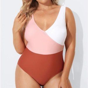 V-Neckline Criss-cross Style One Piece Swimsuit